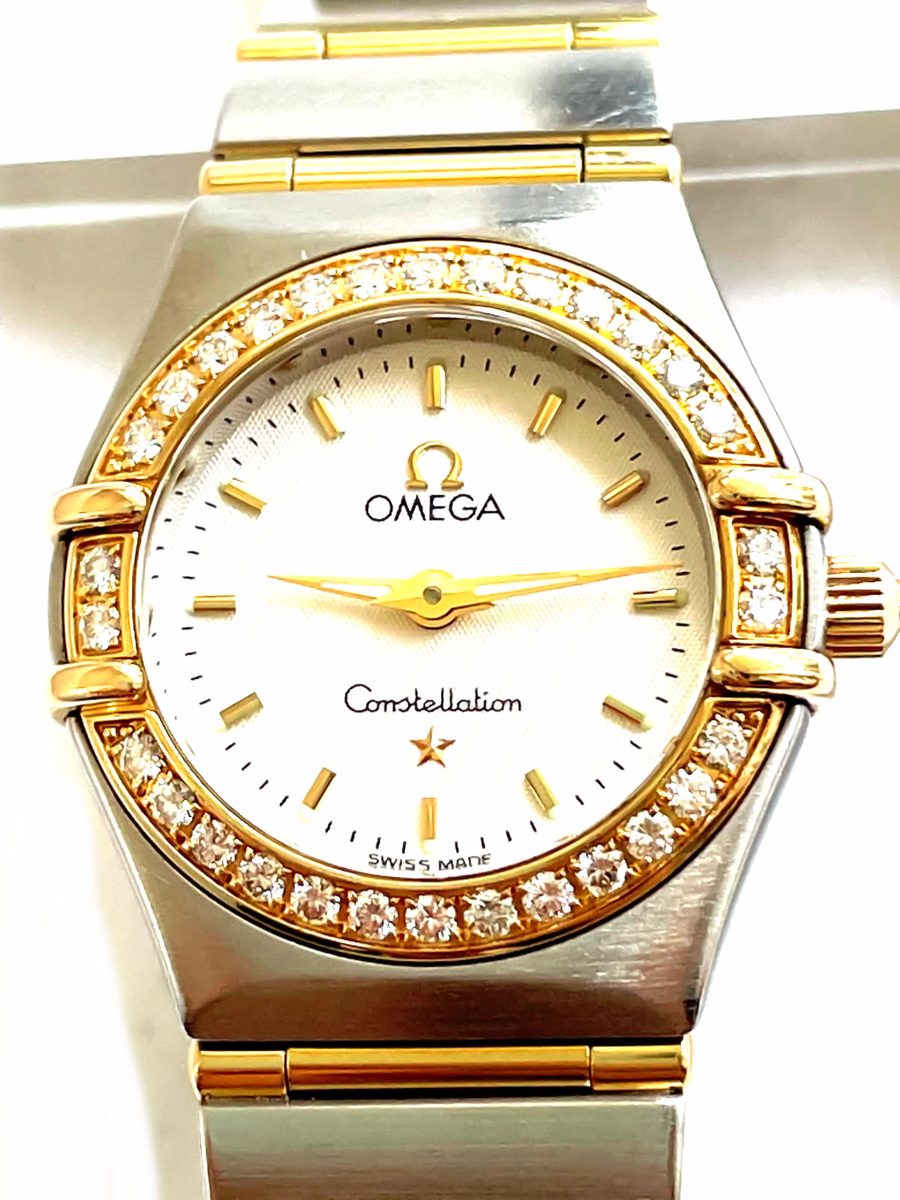 OMEGA オメガ コンステレーション ミニ K18 YG コンビ 30P パヴェ