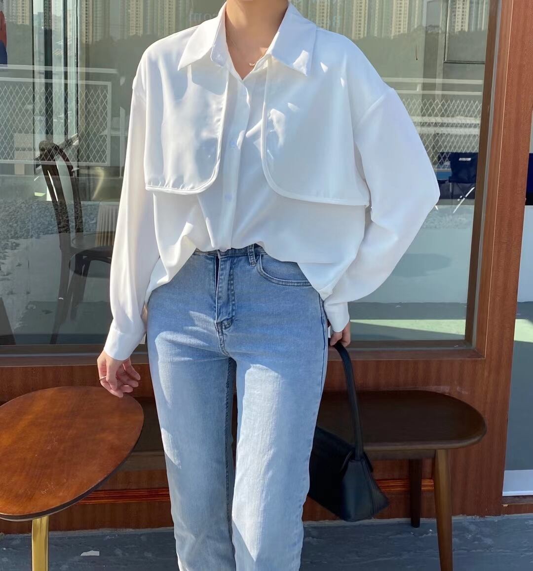 ダブルガンパッチ風　ブラウス　AJ2205-608