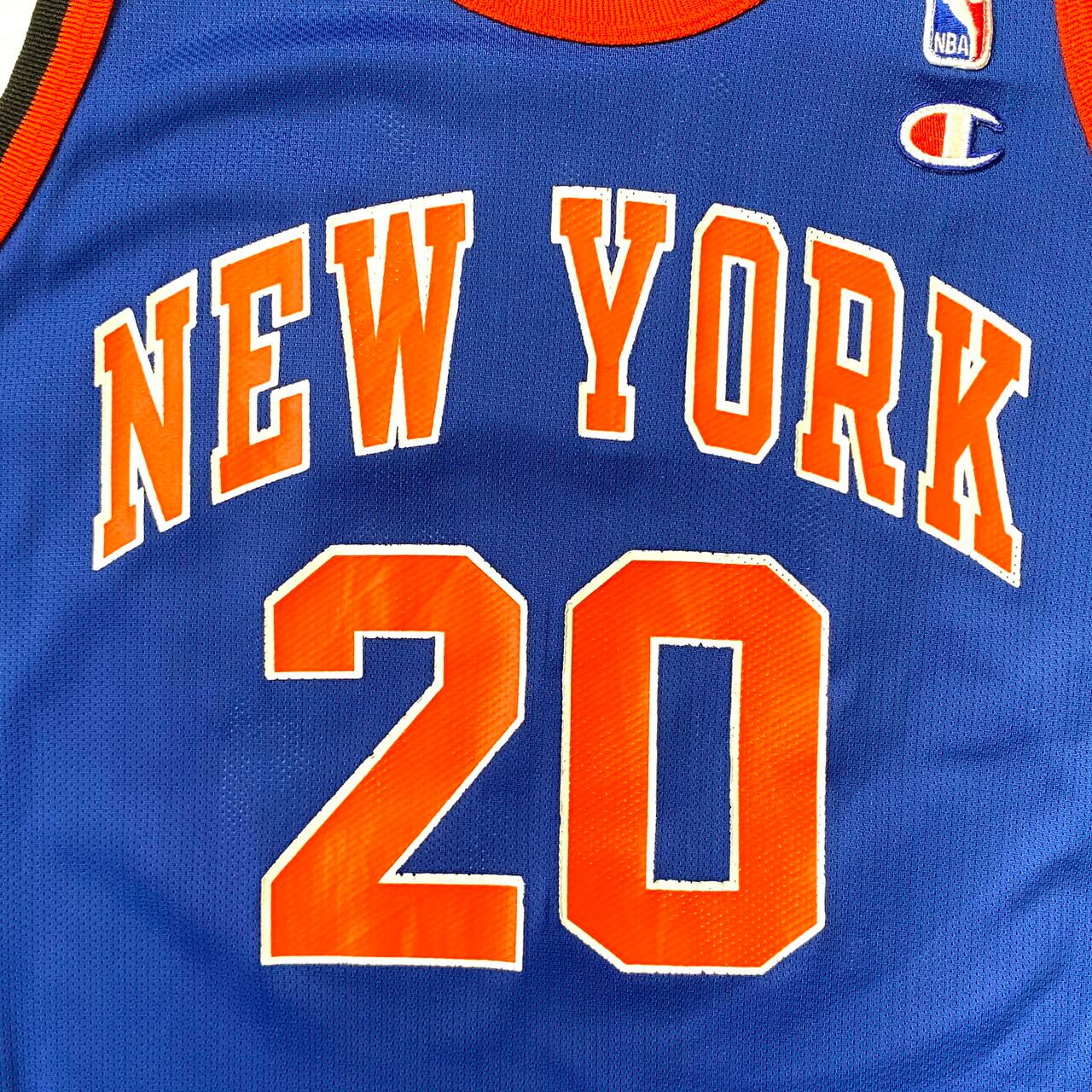 90年代 Champion チャンピオン NBA New York Knicks ゲームシャツ レプリカユニフォーム 44　メンズL相当  ニューヨークニックス　アラン・ヒューストン 古着【ゲームシャツ】 | cave 古着屋【公式】古着通販サイト