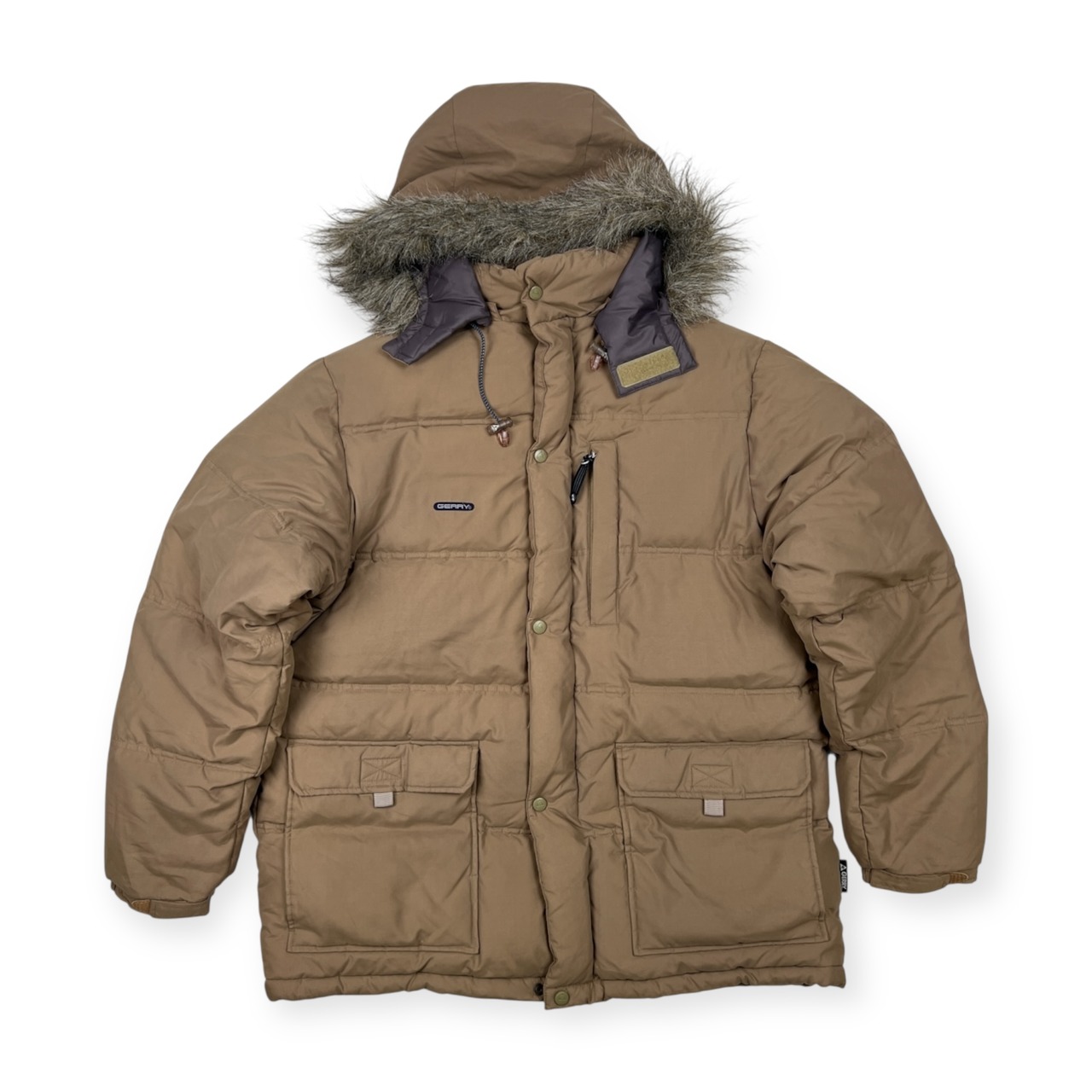 90s 00s GERRY ジェリー ファー フード付き ダウンジャケット サイズ L /ベージュ/アウトドア/オールド/ビンテージ