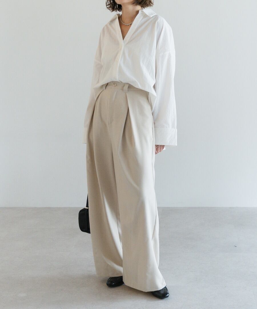 タックワイドバックゴムパンツ【p-20262】.