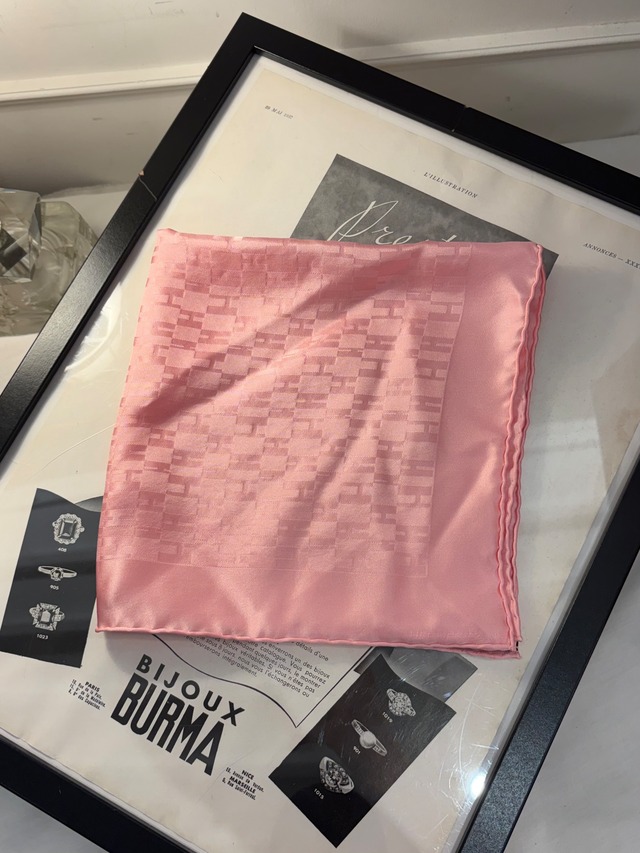 HERMES / vintage light pink scarf.