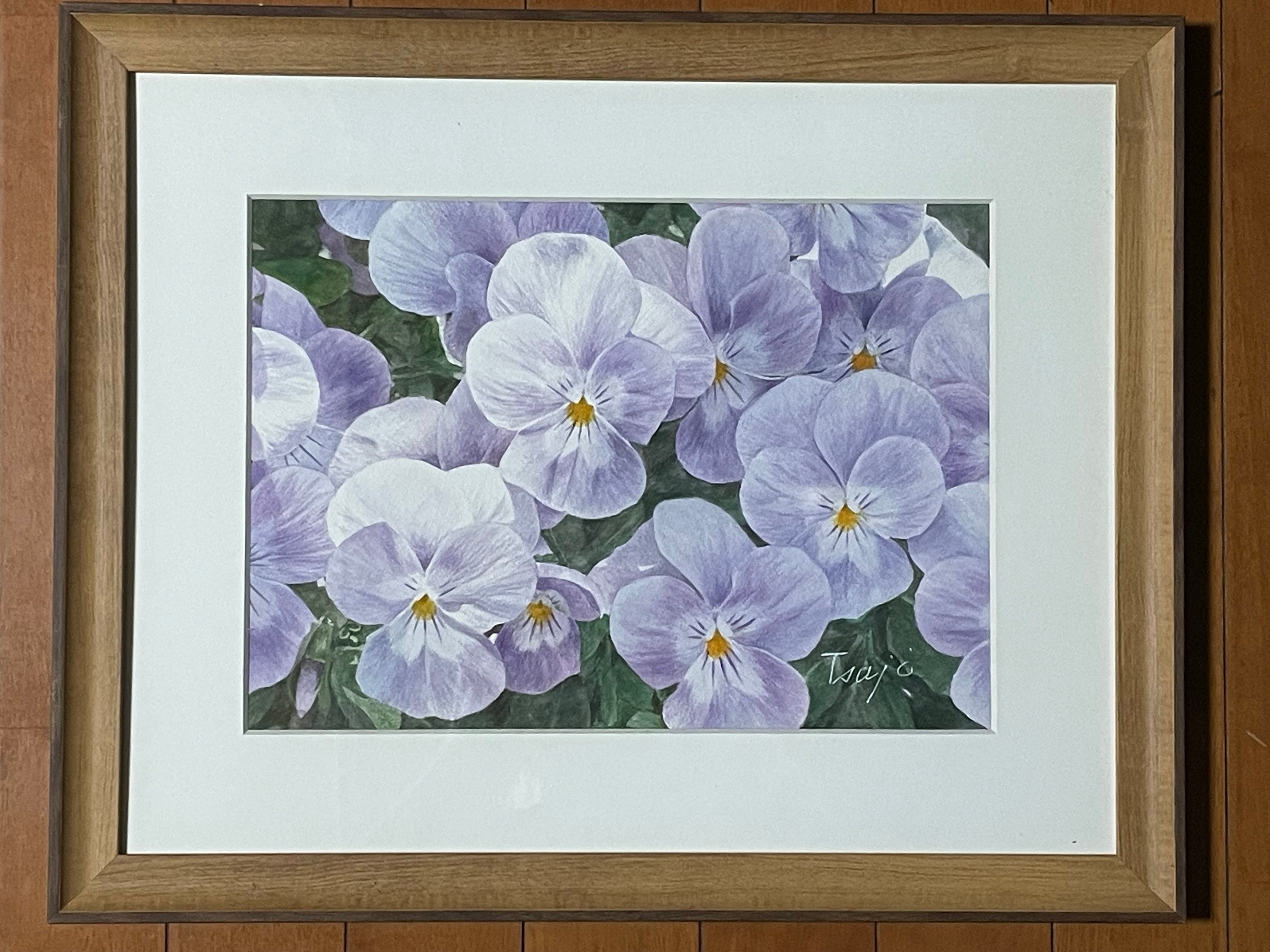 水彩画原画パンジー花の絵 透明水彩原画パンジー春の花飾りA - メルカリ