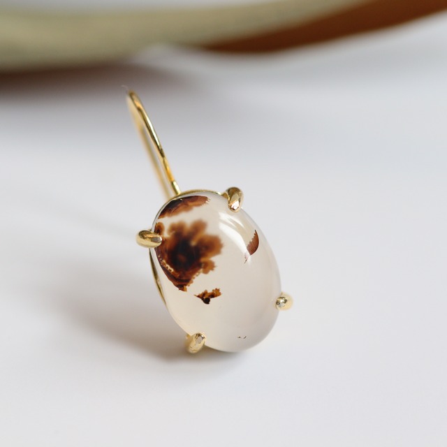 Silver925 × 18KGP｜モンタナモスアゲート【A】モダンな個性が光る天然石ピアス