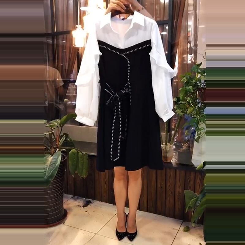 2020年秋冬の新しい洋服、年齢を減らして薄く、プラスサイズの婦人服、太いmmのドレス、偽のツーピーススーツのトレンド ミックスインファッション67648158221