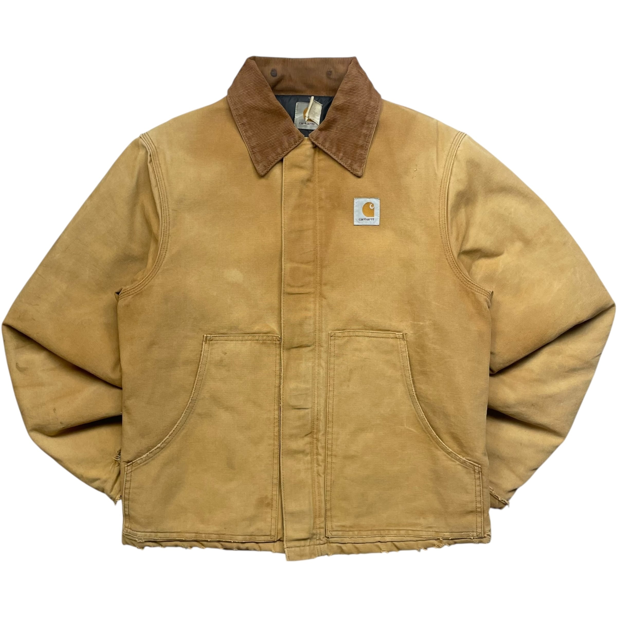 《L》Carhartt カーハート ダックジャケット アークティックジャケット 襟コーデュロイ 裏地キルティング ベージュ no.8753