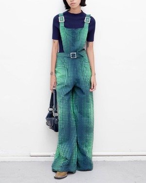 2000s MUGLER - geometric grid baggy overalls