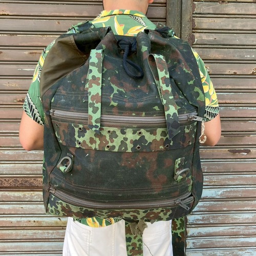 90s 1991年製 ドイツ軍 フレクターカモ バックパック リュックサック 迷彩 ミリタリー アウトドア ヨーロッパ ユーロアーミー 80s
