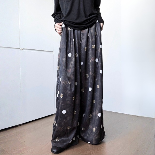 Distressed dot wide pants C1596