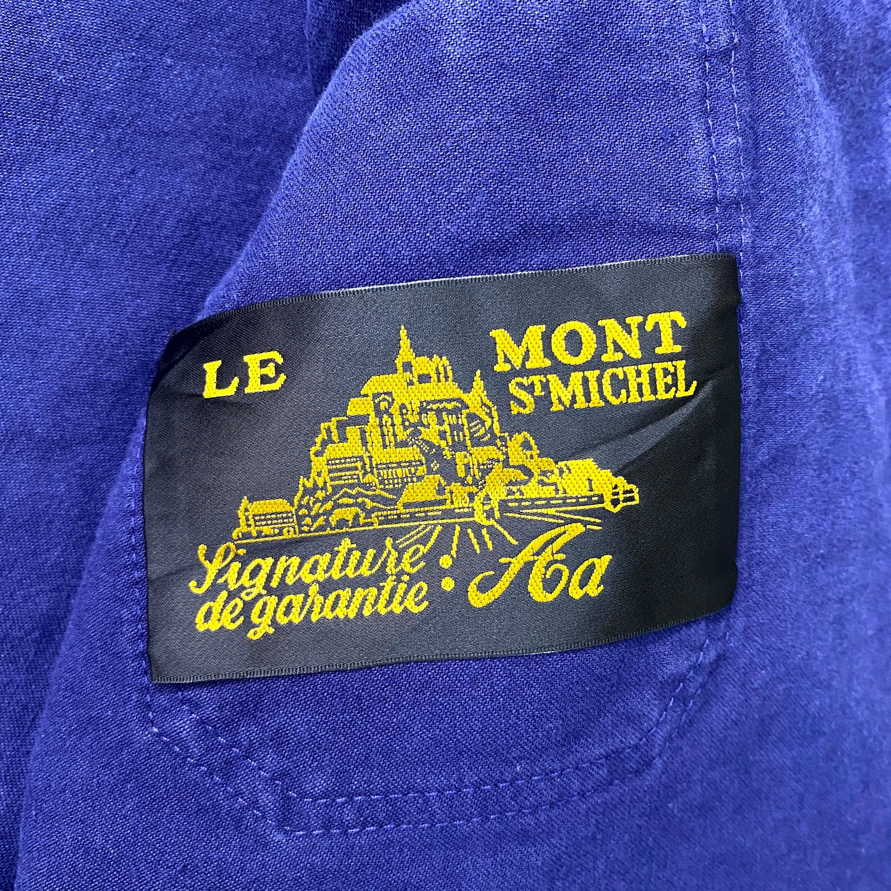 100 ANS 100周年記念モデル Le Mont St Michel ル モンサン ミッシェル ブルーモールスキン フレンチ ユーロワーク  カバーオール メンズL相当 古着 ユーロブルー ネイビー【ワークジャケット】 | cave 古着屋【公式】古着通販サイト