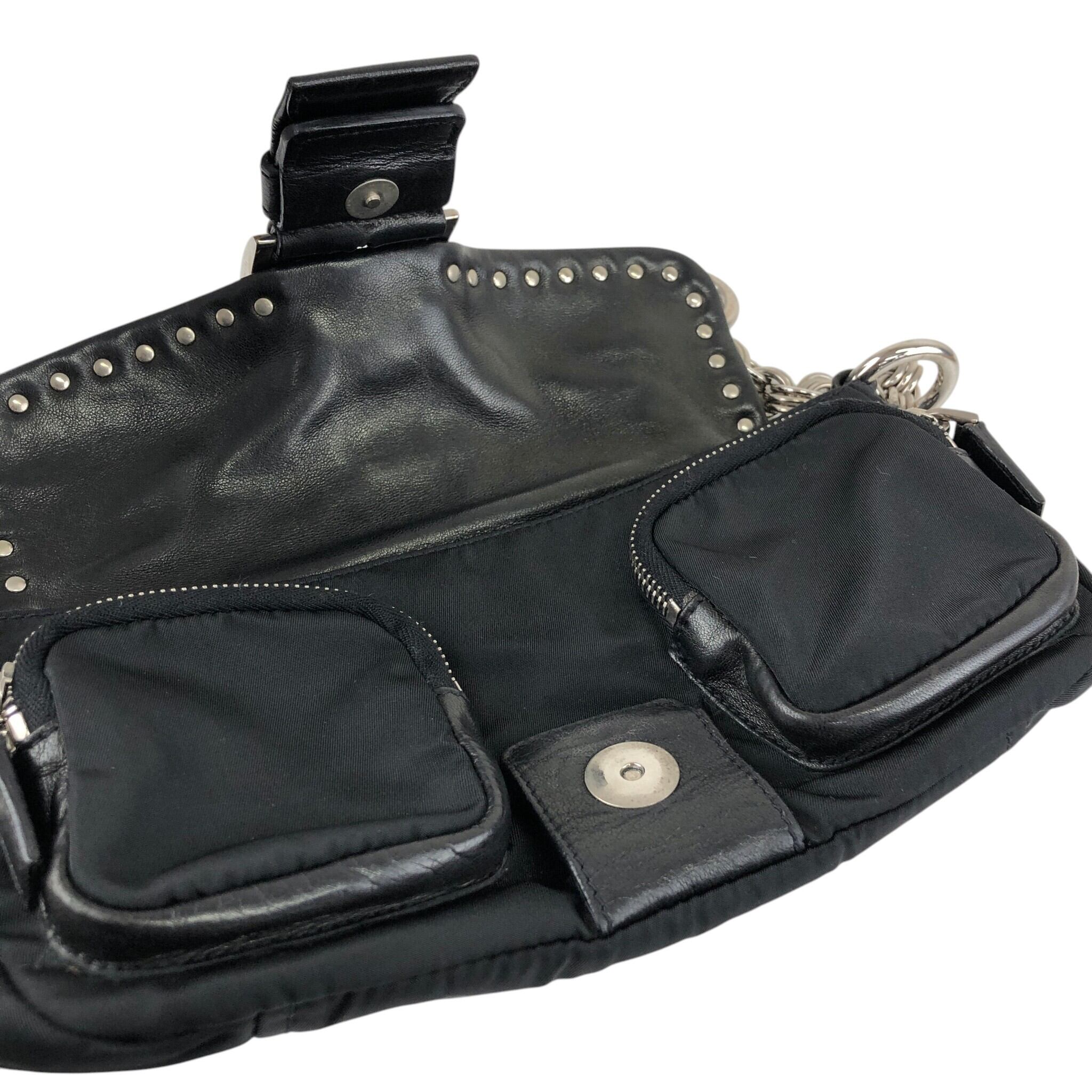 PRADA プラダ ショルダーバッグ ブラック トライアングルロゴ レザー