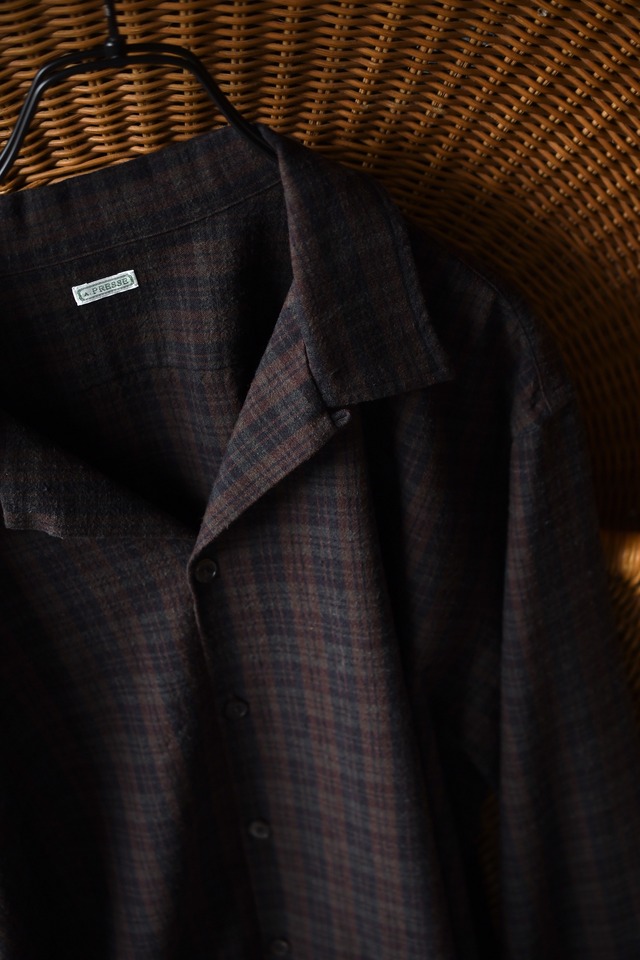 A.PRESSE / Silk Nep Loop Collar Shirts (BROWN)