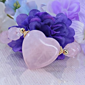 愛の女神ビーナスの石 大玉ハート ローズクォーツ 恋愛 ピンク 幸せアクセ パワー・ストーン 天然石ブレスレット♡H74