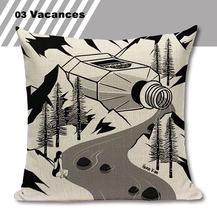 モノクロ シュール クッションカバー 45×45cm【送料無料】 | miaujau