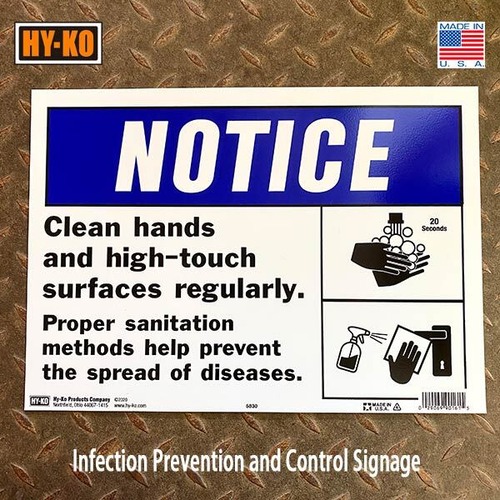 HY-KO NOTICE Clean hands 手洗い 蔓延防止 新型コロナ サインプレート 感染予防 看板 アメリカ