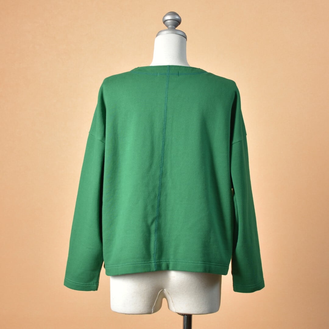 Fabrique en planete terre ファブリケアンプラネテール 裏毛オーバーサイズスナップカーディガン・グリーン【送料無料】