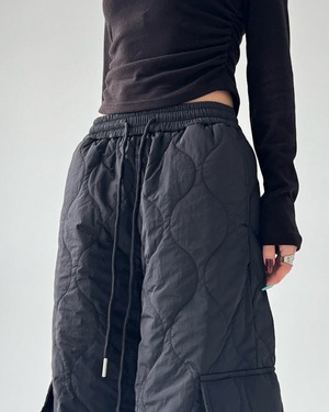 キルティングドローストリング ワイドパンツ 2color A0818