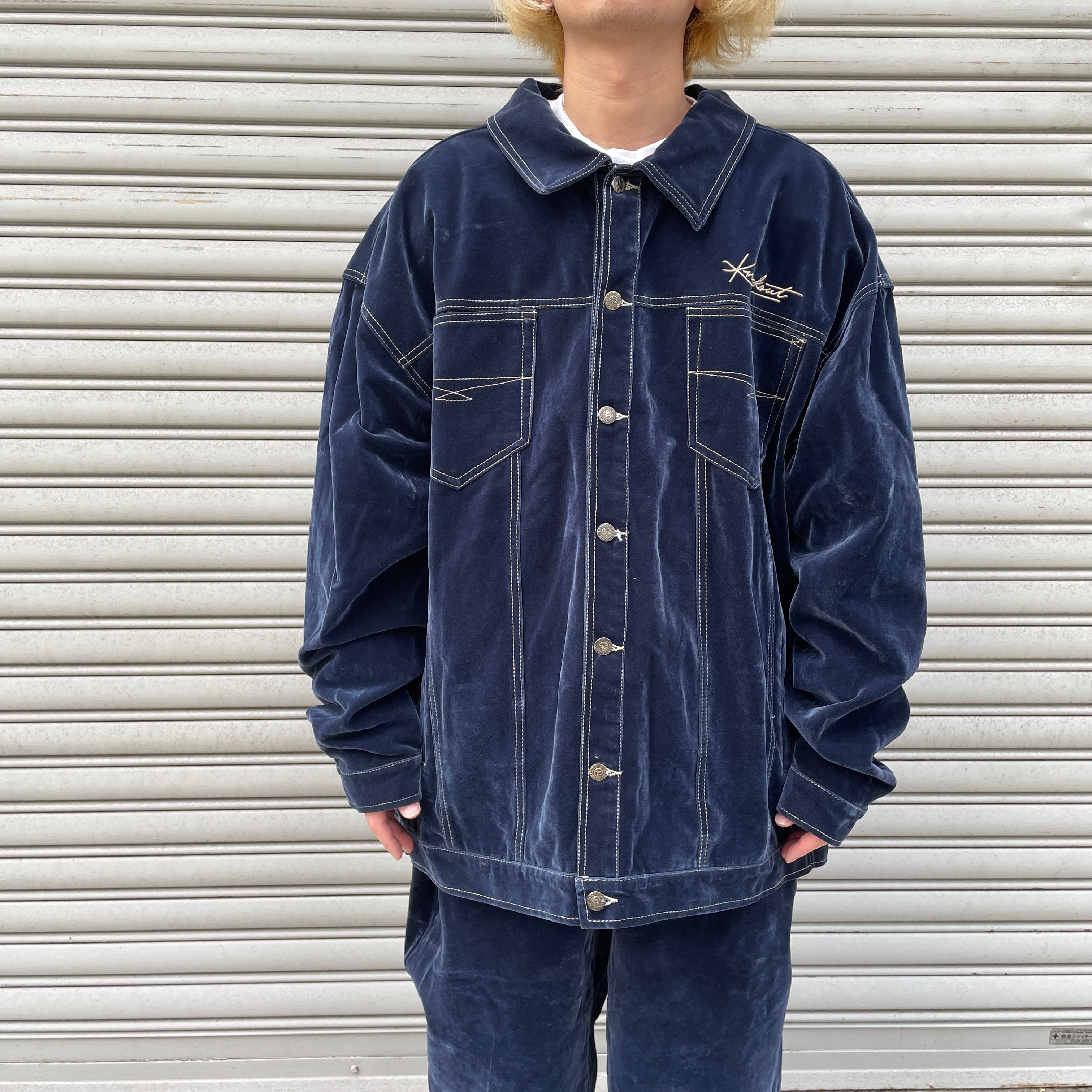送料無料』希少90s KNOCKOUT ノックアウト ベロアジャケット 