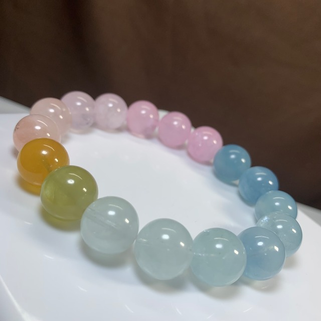 no11.爽やかパステル☆グラデーションミックスベリル ブレスレット