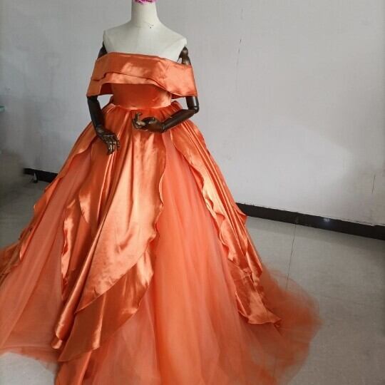 送料無料！人気上昇！カラードレス パーティードレス オレンジ オフ