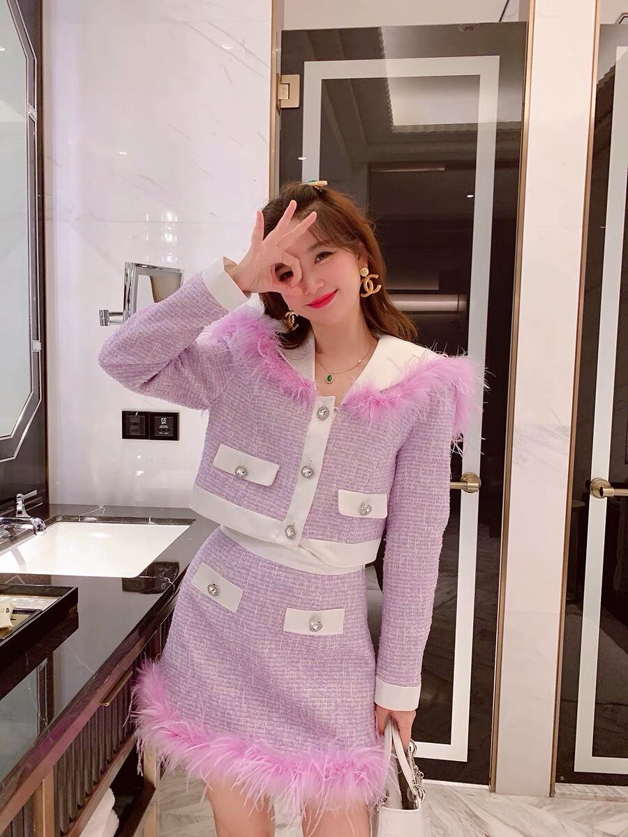 セットアップ】ファー 紫 パープル セットアップ ピンク 白 スカート