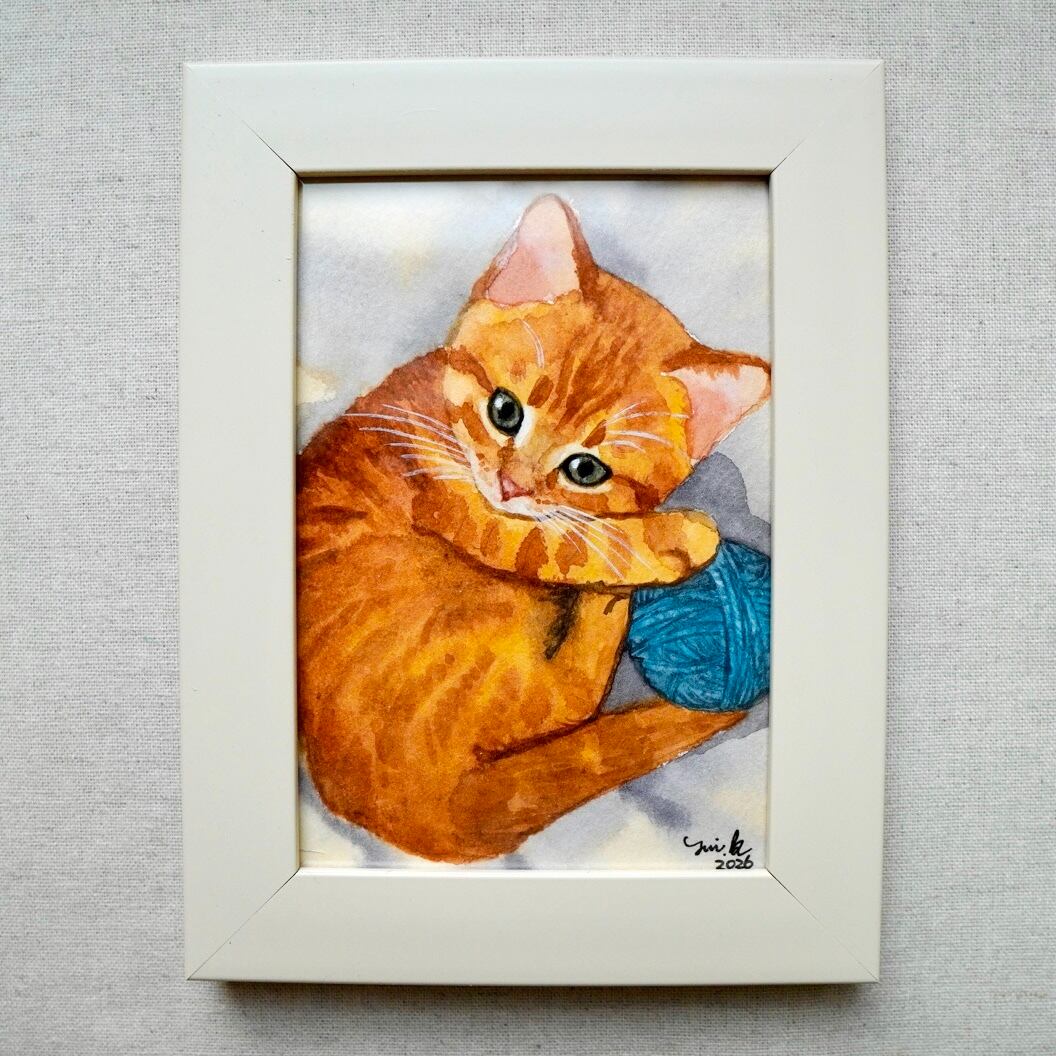 猫の絵 386 水彩画 原画 キジ白 | Forest cat 猫の絵 386 水彩画 原画 キジ白 | Forest cat
