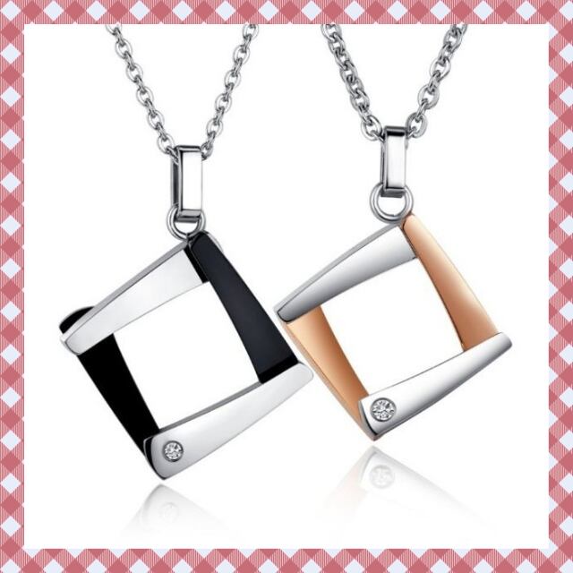 ネックレス ペアネックレス 金属アレルギー ネックレス ステンレス プレゼント スタイリッシュ スクエア レディース メンズ 2本セット