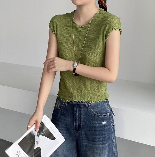 shirred mellow-edge top