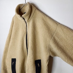 90s　ノーティカ　フルジップ　フリース　ボア　ジャケット　ブルゾン　無地　M