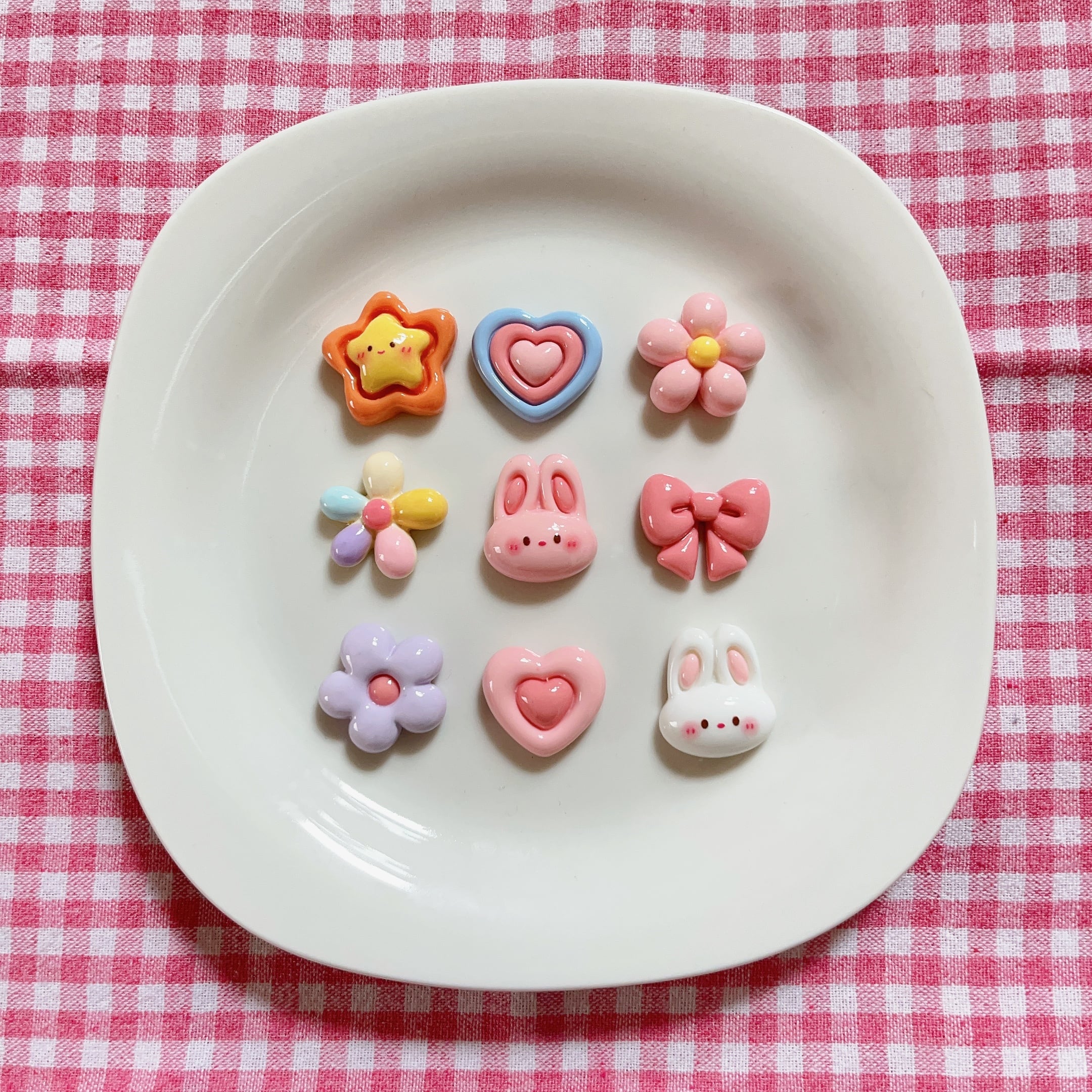 2個セット】デコパーツ 星 ハート 花 うさぎ リボン ピンク | PAY ID