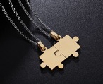 アクセサリー パズルペアネックレス カップル お揃い ペンダント チェーン チタン コンビネーションデザイン ジグソーパズル メンズ レディース 男女兼用 カジュアル ペアアクセサリー 記念日 誕生日 ギフト 恋人 友達 プレゼント y12040