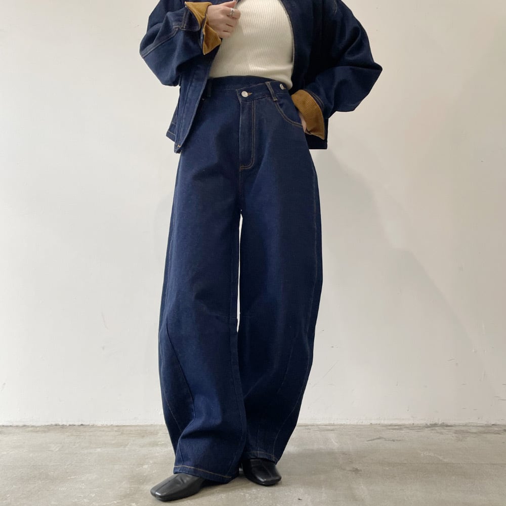 HYKE【ハイク】 DENIM WIDE LEG PANTS (13249 Col /USED WASH BLUE