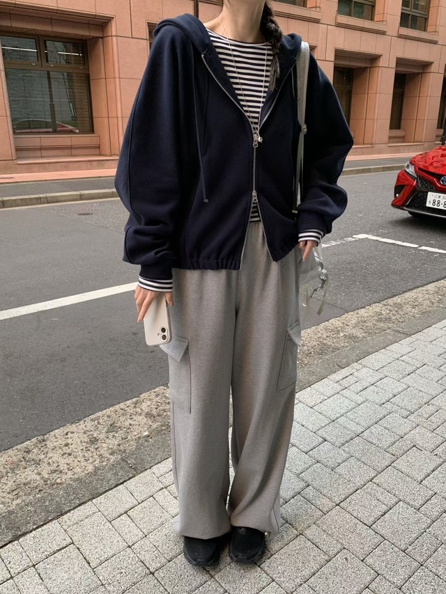 (予約) mellounge  / Soft two-way signal hood zip-up 2color