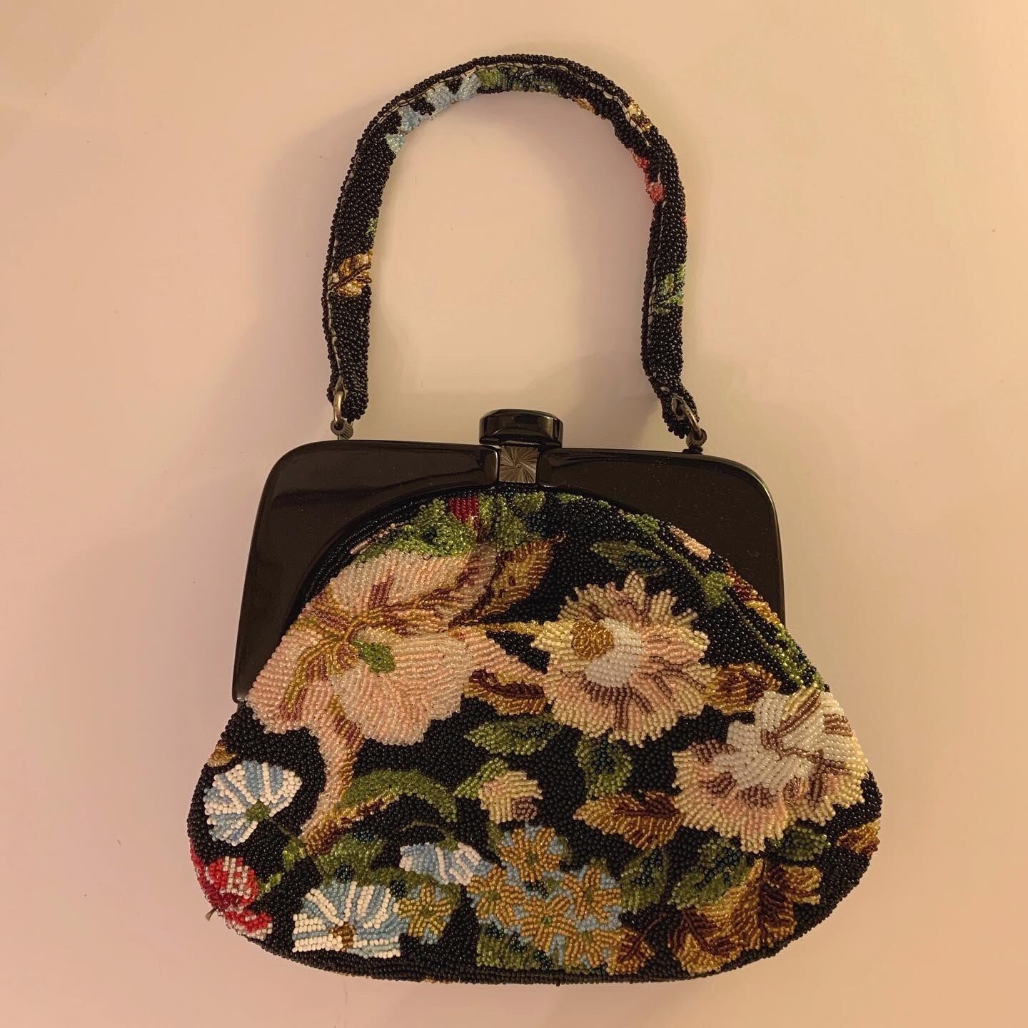 flower beads mini purse bag