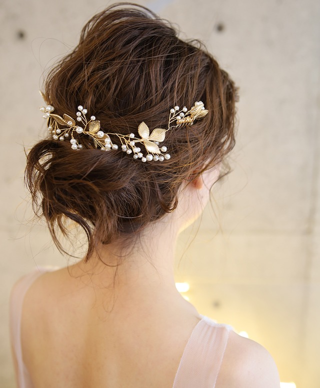 T様専用決済ページ【O20251130-02】ヘッドドレス ゴールド リーフ パール