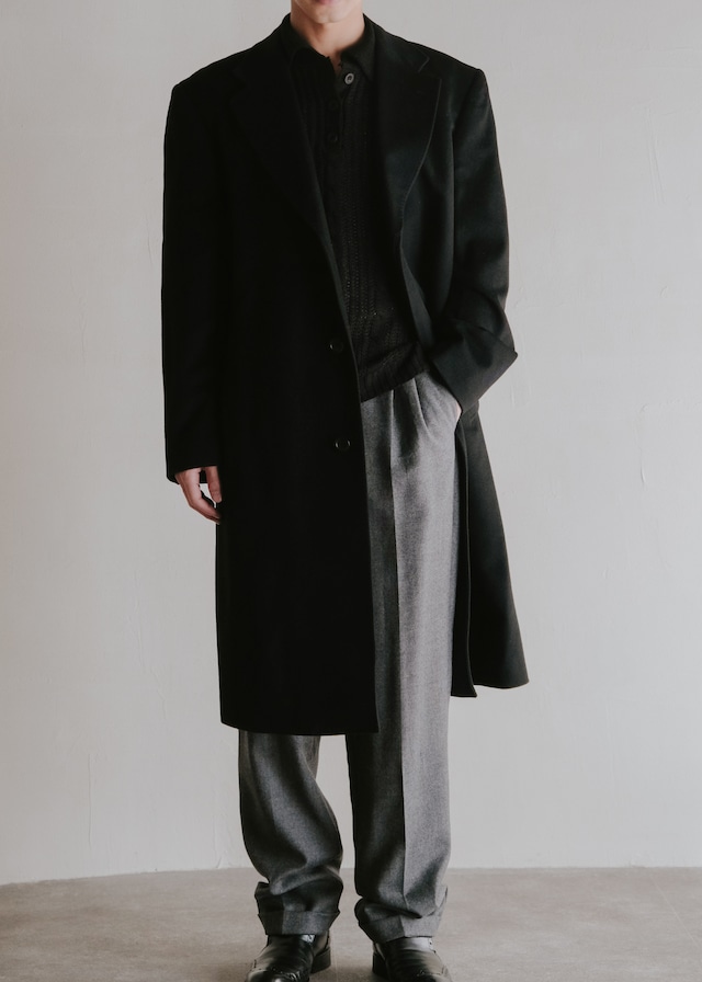 80's tucked wool wide tapered slacks