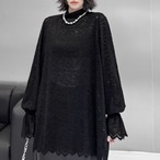 Coat Sleeve Lace Blouse High Neck T-Shirt (ME126)