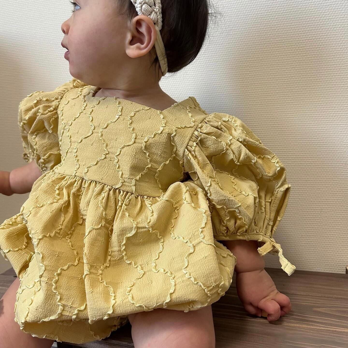 puff sleeve rompers