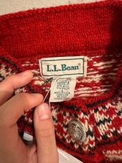 L.L.Bean Nordic Pattern Wool Cardigan Made in USA