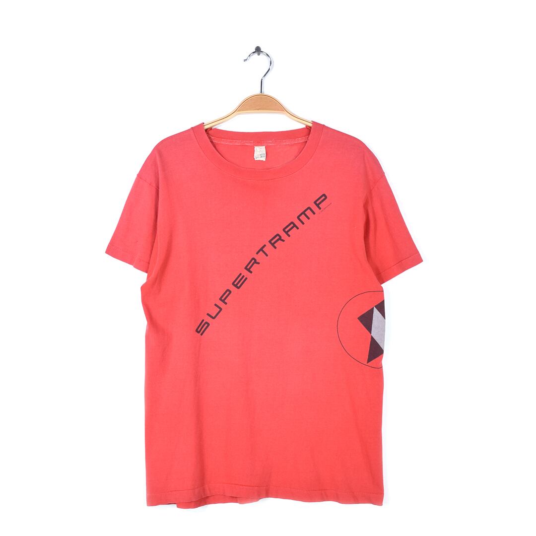 80s スーパートランプ ヴィンテージTシャツ バンT 赤 レッド SUPERTRUMP サイズL 古着 @AAA1514