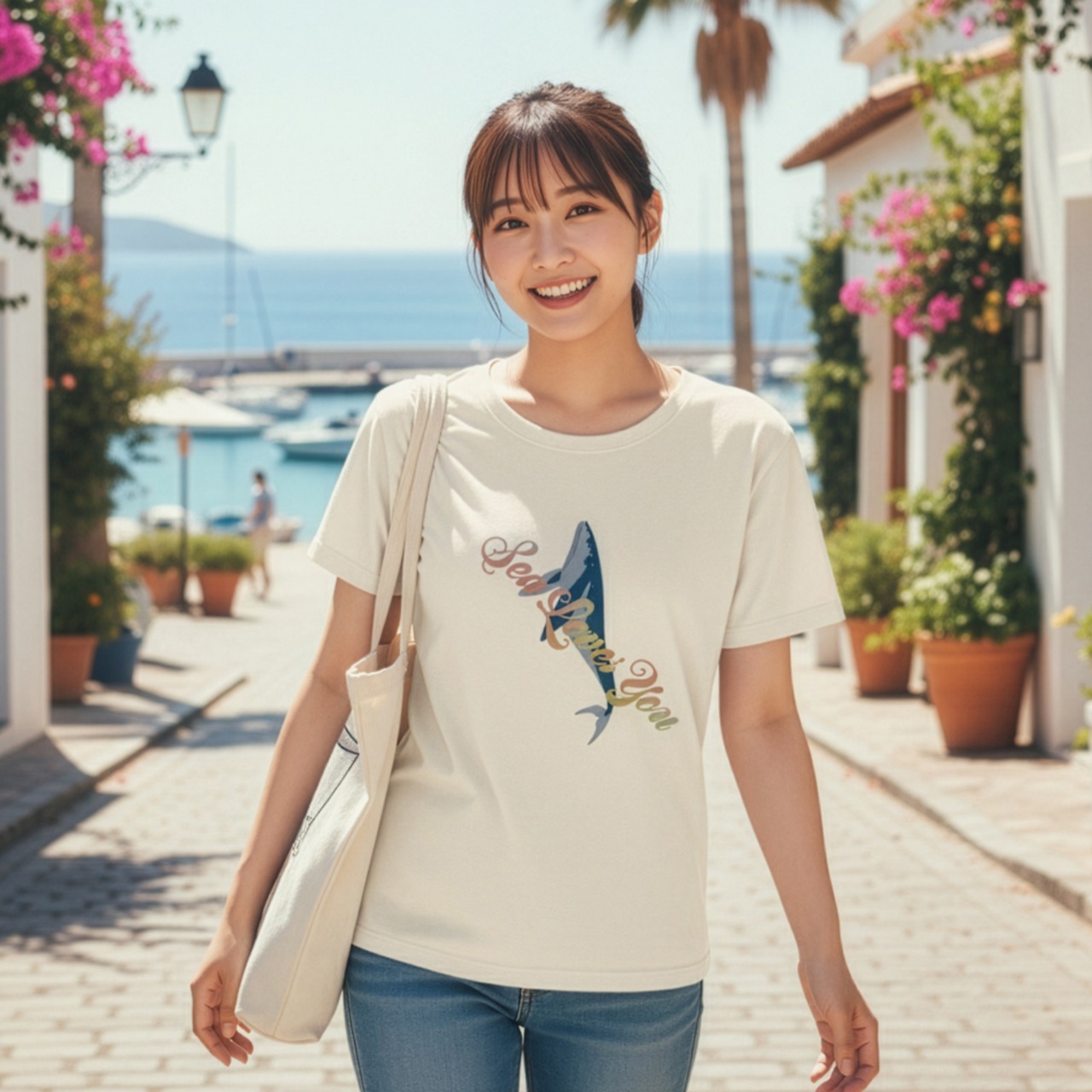 Singer of Time in the Sea-Tシャツ・レディース【前面プリント】(バニラホワイト) - 5