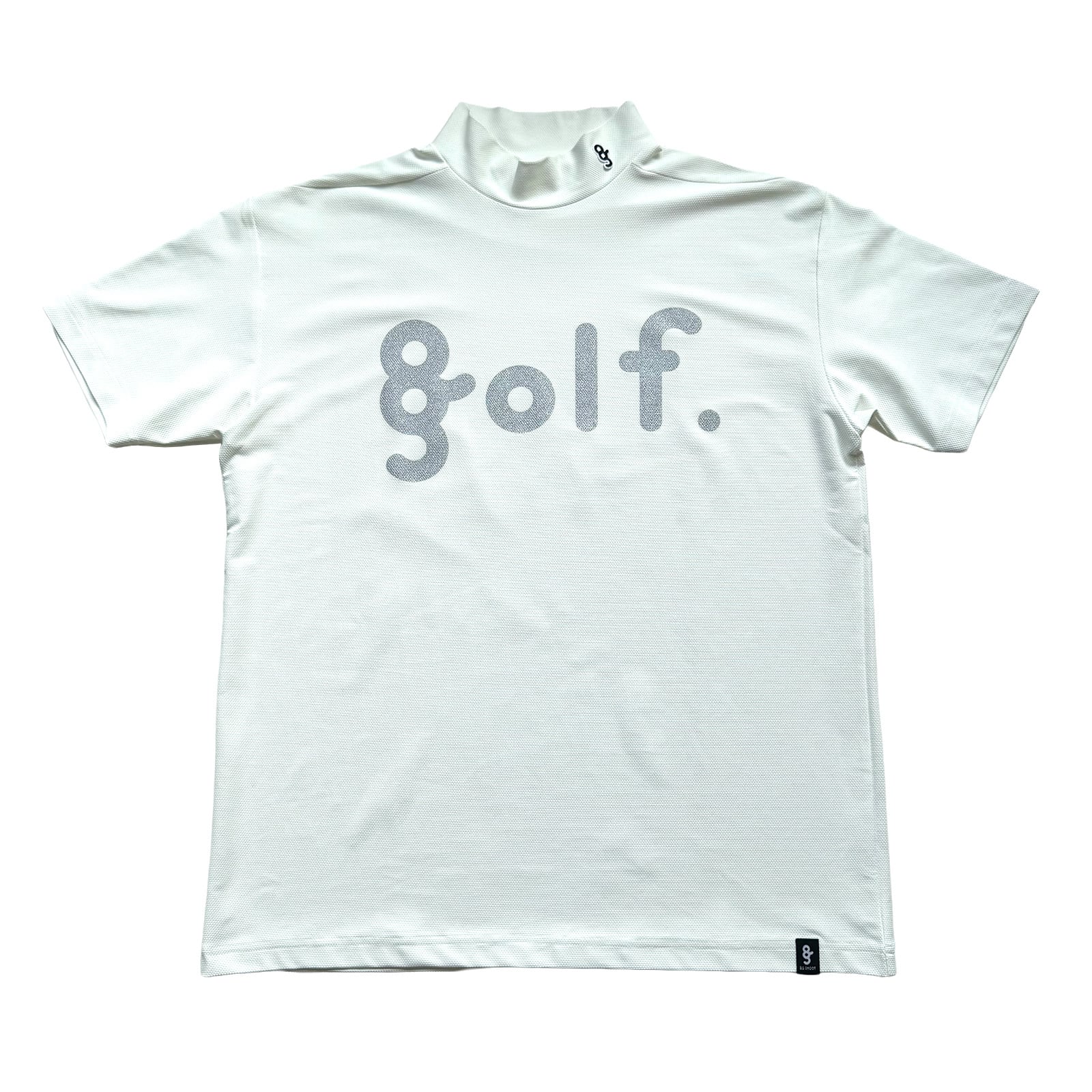 SILVER PRINTMESH MOCK NECK SHIRTS -WHITE-