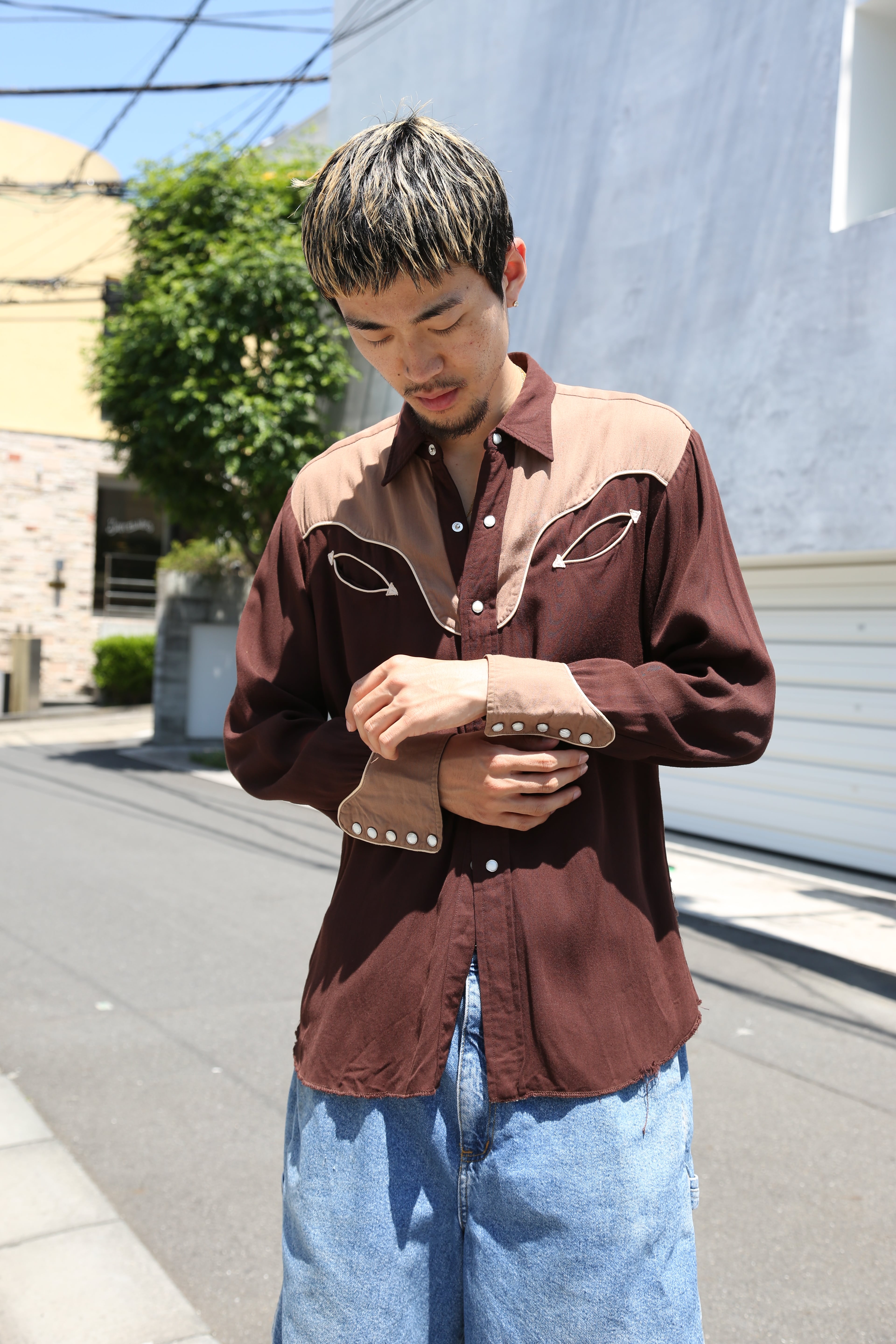 50~60s【Manhattan】S/S Rayon Open Collar Shirt | the Holic vintage