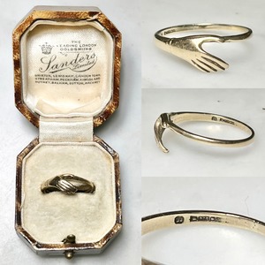 vintage 9ct gold hand motif ring