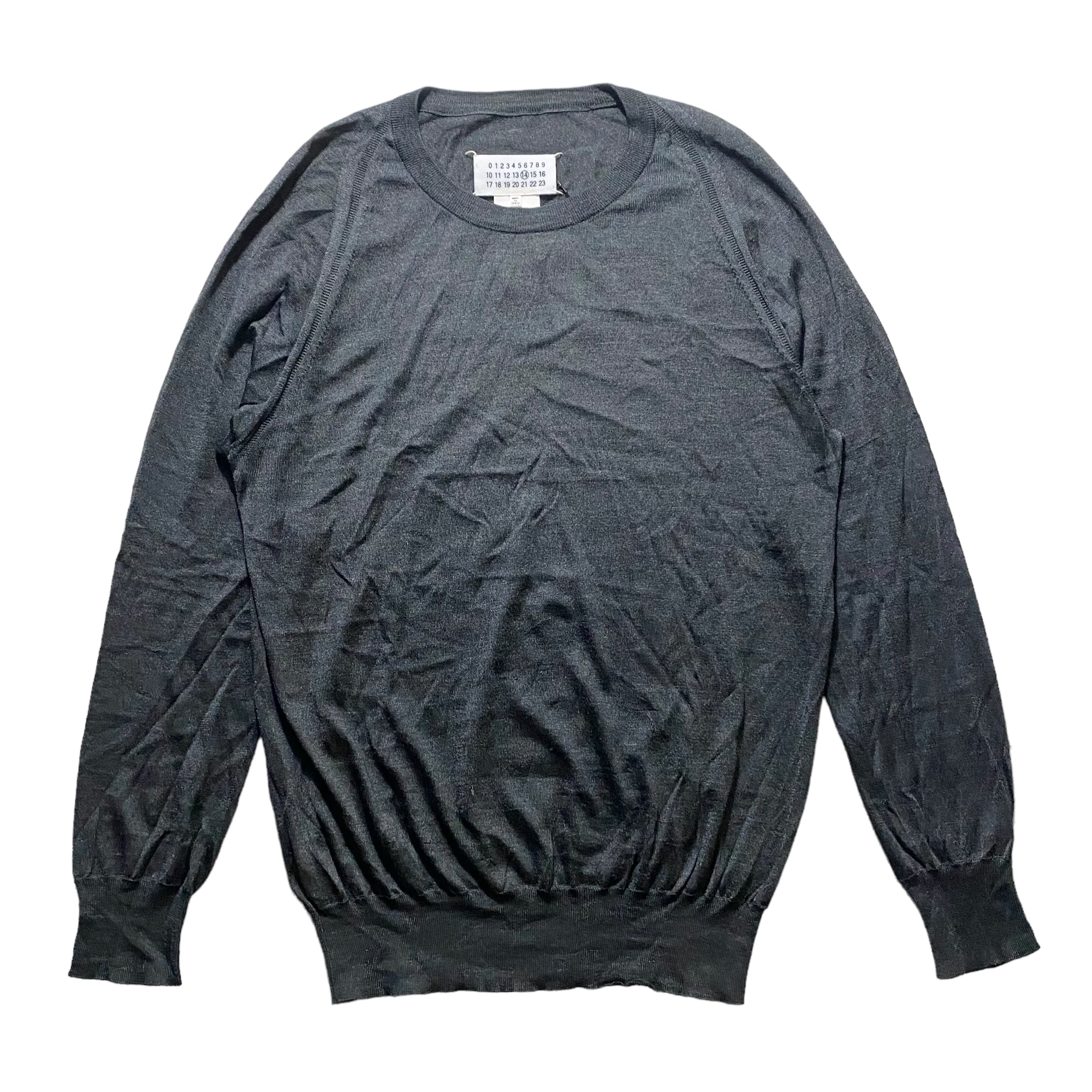 MAISON MARTIN MARGIELA ⑭ crew neck silk knit sweater | NOIR MAISON MARTIN MARGIELA ⑭ crew neck silk knit sweater | NOIR