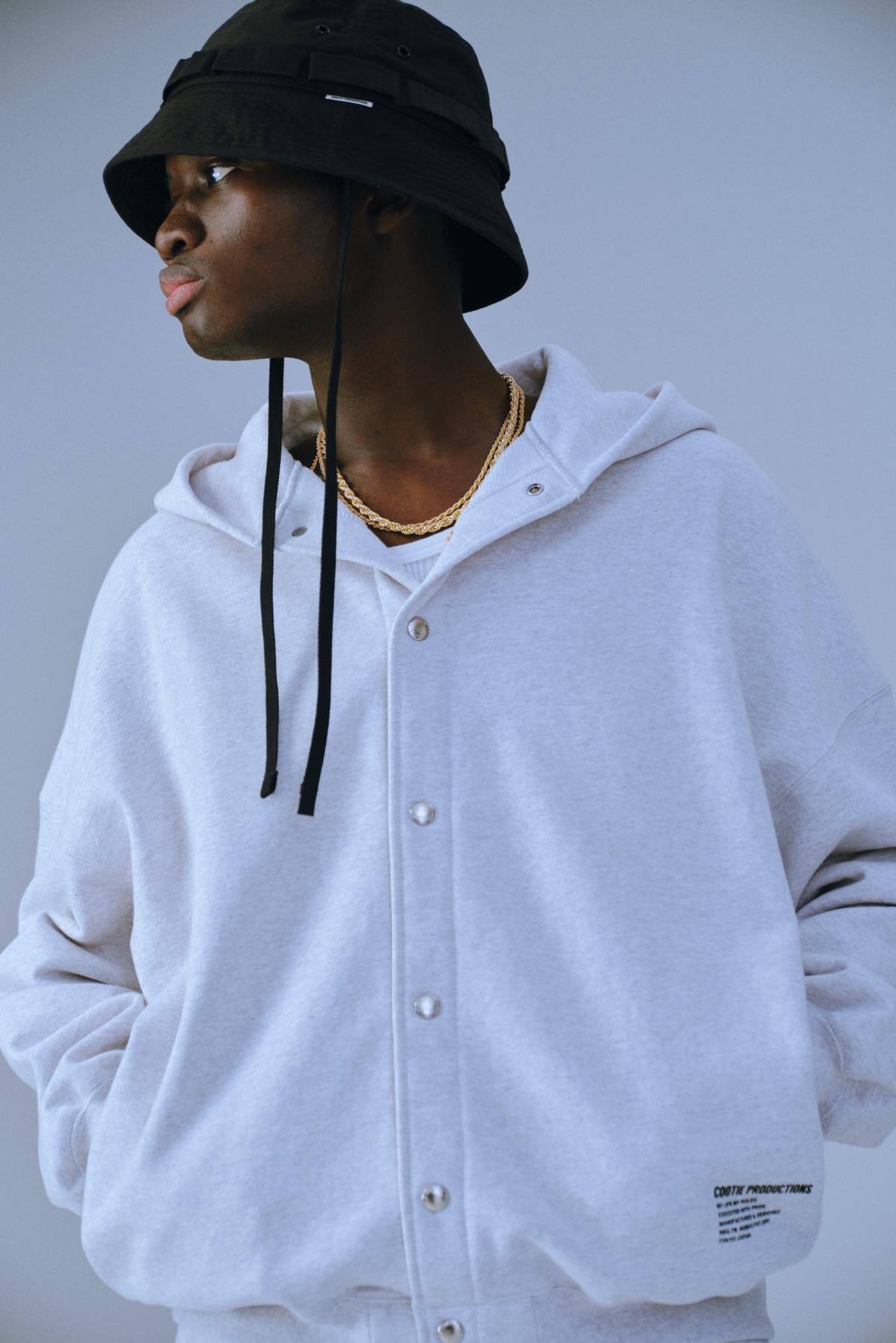 Back Satin Boonie Bucket Hat - Black -