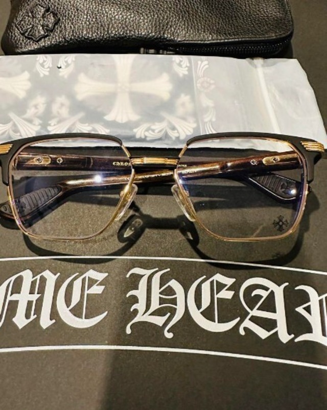 CHROME HEARTS クロムハーツ クロス メガネ MATTE BLACK GOLD