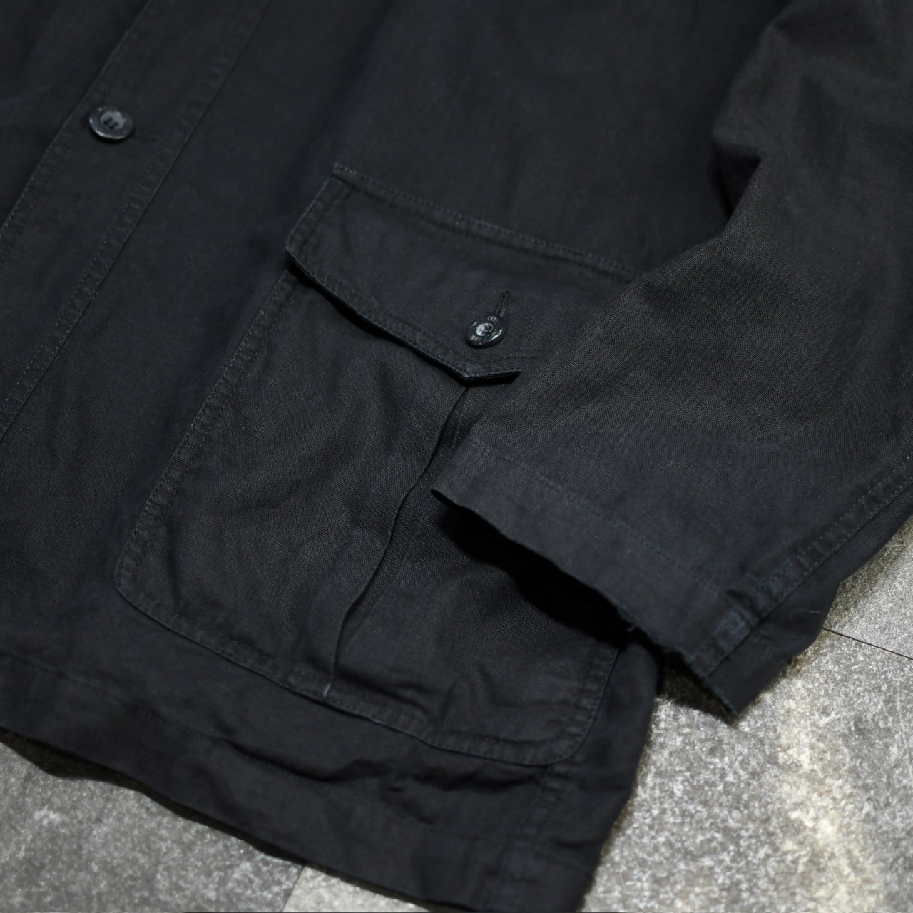 design 4pocket black linen jacket