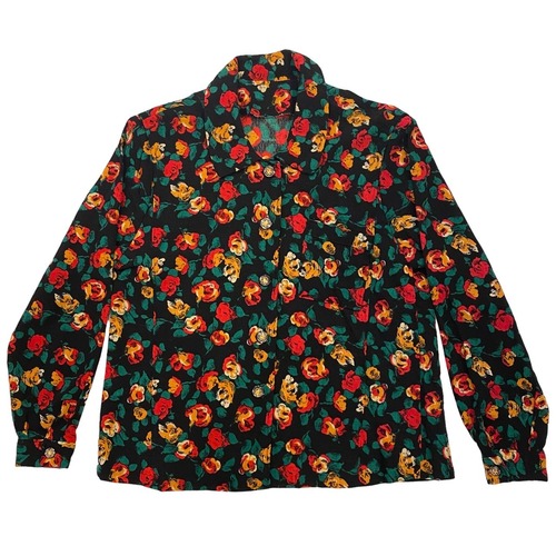 シックな花柄ブラウス