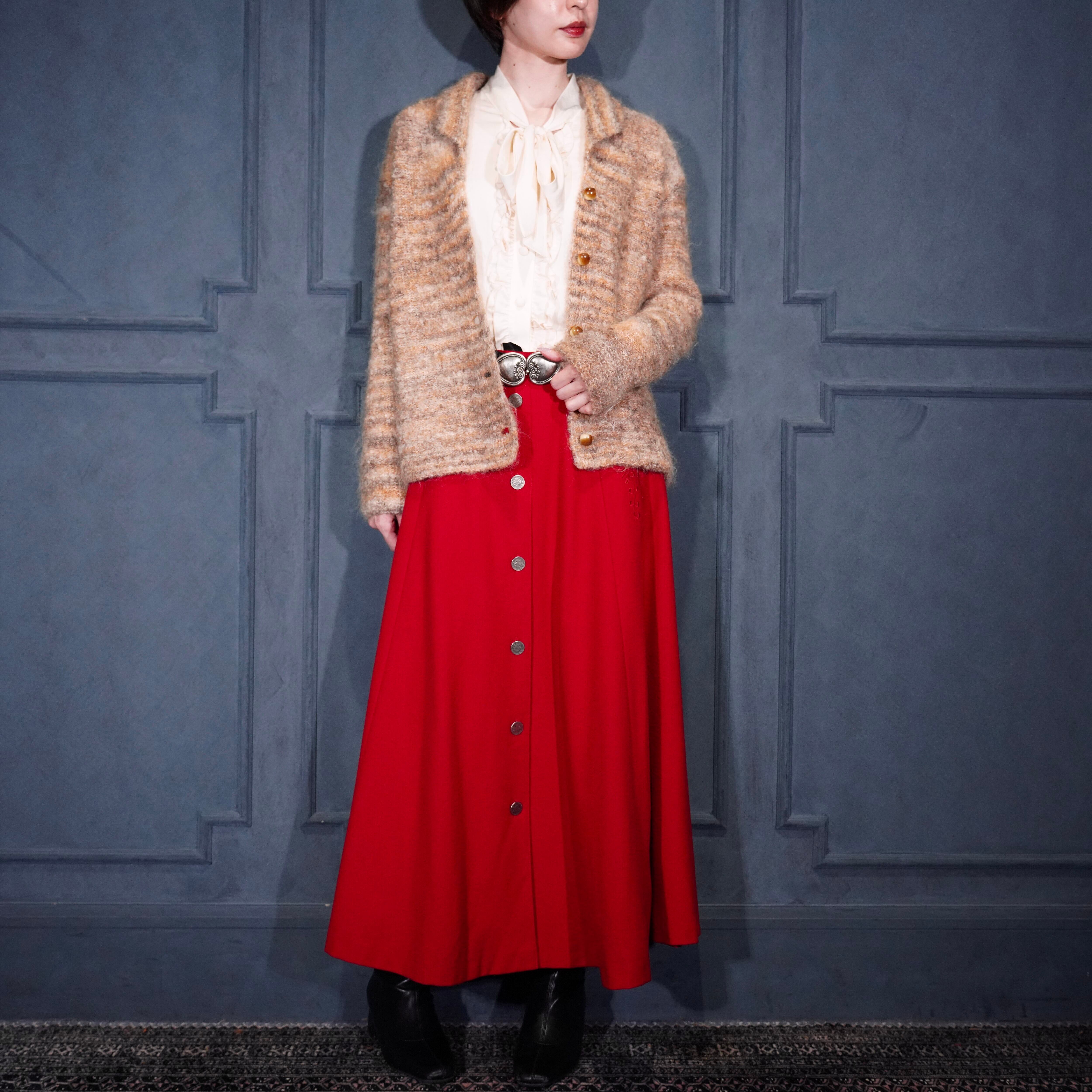 USA VINTAGE MOHAIR LIKE DESIGN MIX KNIT JACKET/アメリカ古着モヘア